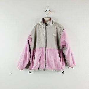 The North Face Girls Gray Pink Full Zip Long Sleeve Denali Fleece Jacket Medium
